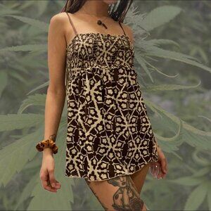 Retro 70's Long Boho Spaghetti Strap Blouse - S/M